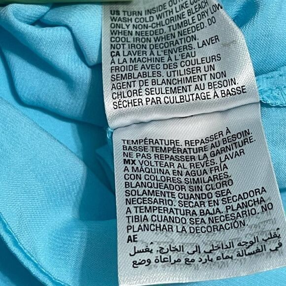 JM Collection Cold Shoulder Studded Top Short Sleeves‎ Ruffles Bright Blue Small - Picture 10 of 12